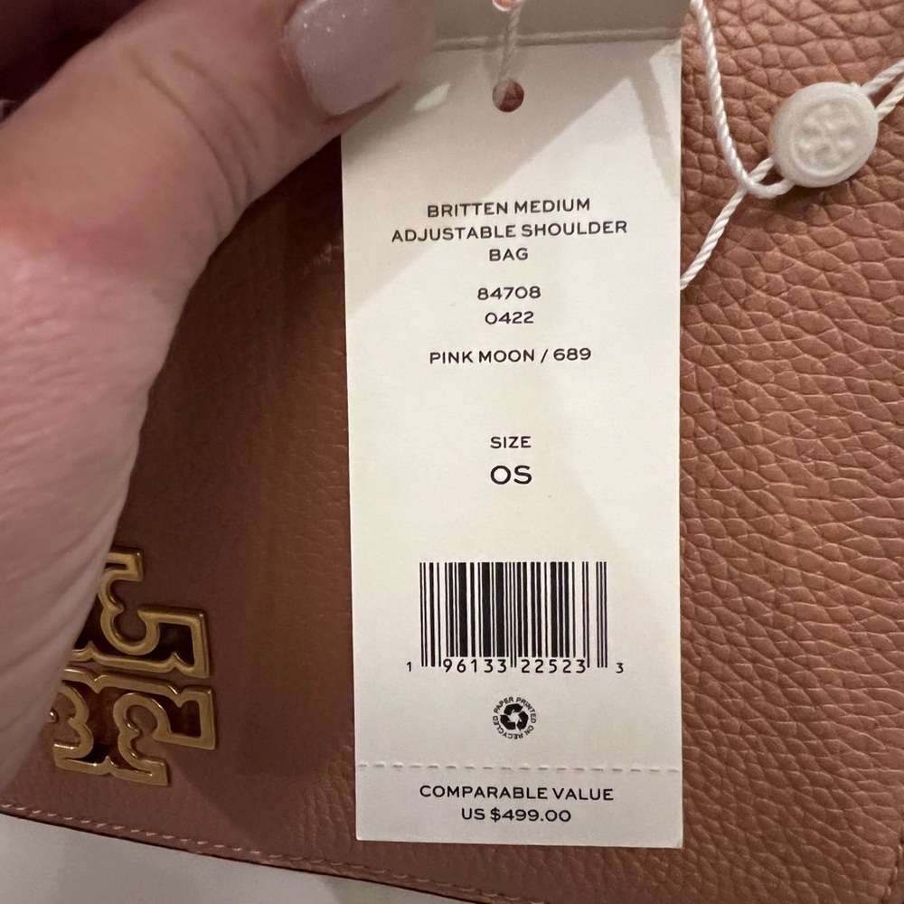 TORY BURCH Britten Medium Adjustable Shoulder Strap - Pink Moon - NWT - Picture 8 of 8